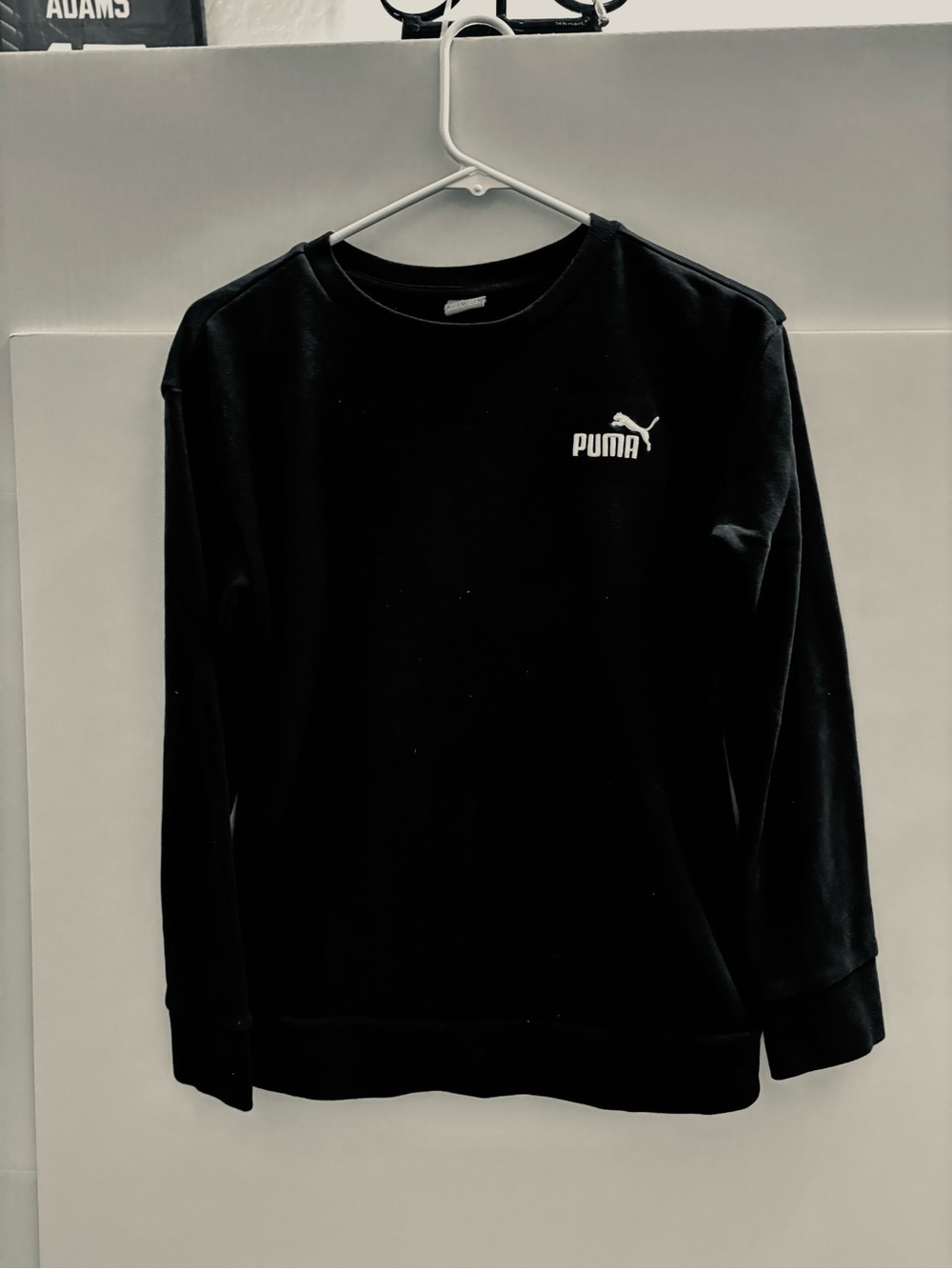 Puma Black Long-Sleeve Crewneck Sweatshirt with White Logo Youth size Large